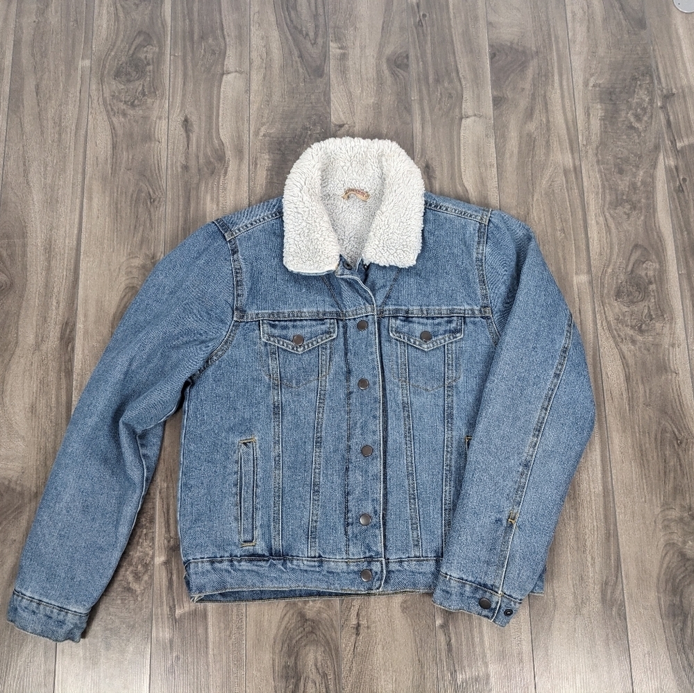 Highway Jeans Denim Sherpa Jacket Size Large